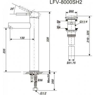 Vòi chậu đặt bàn LFV-8000SH2