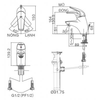 Vòi chậu nóng lạnh LFV-3002S