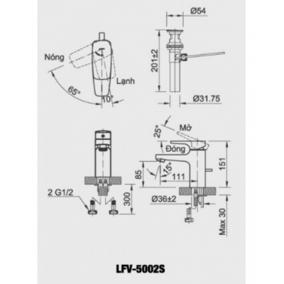 Vòi chậu nóng lạnh LFV-5002S