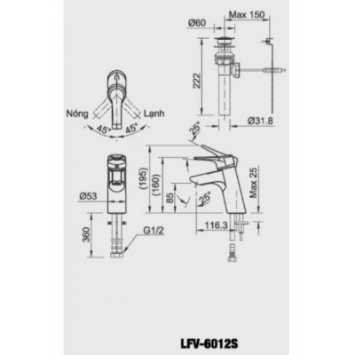 Vòi chậu nóng lạnh LFV-6012S